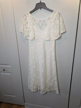 MAI TAI Mini Dress Women Size Small White Laces Lined Fairy Angel Style